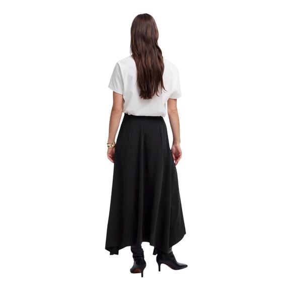 Madewell Black Crepe High-Low Midi Skirt 00 NWT Asymmetrical Hem Work Chic - Picture 4 of 8
